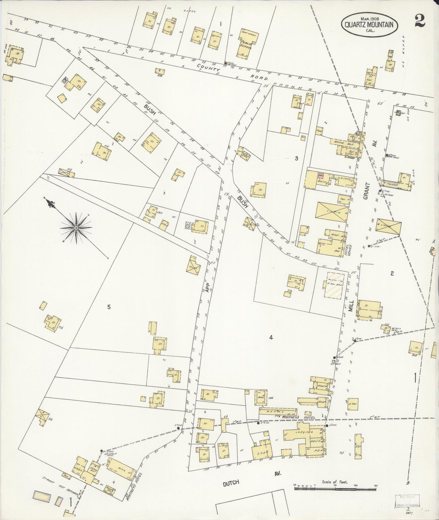 Sanborn Fire Insurance Map from Quartz Mountain, Tuolumne County, California (1908), Sheet #0002 - Complete Map Set gallery image, historic Sanborn map, vintage wall art, California California