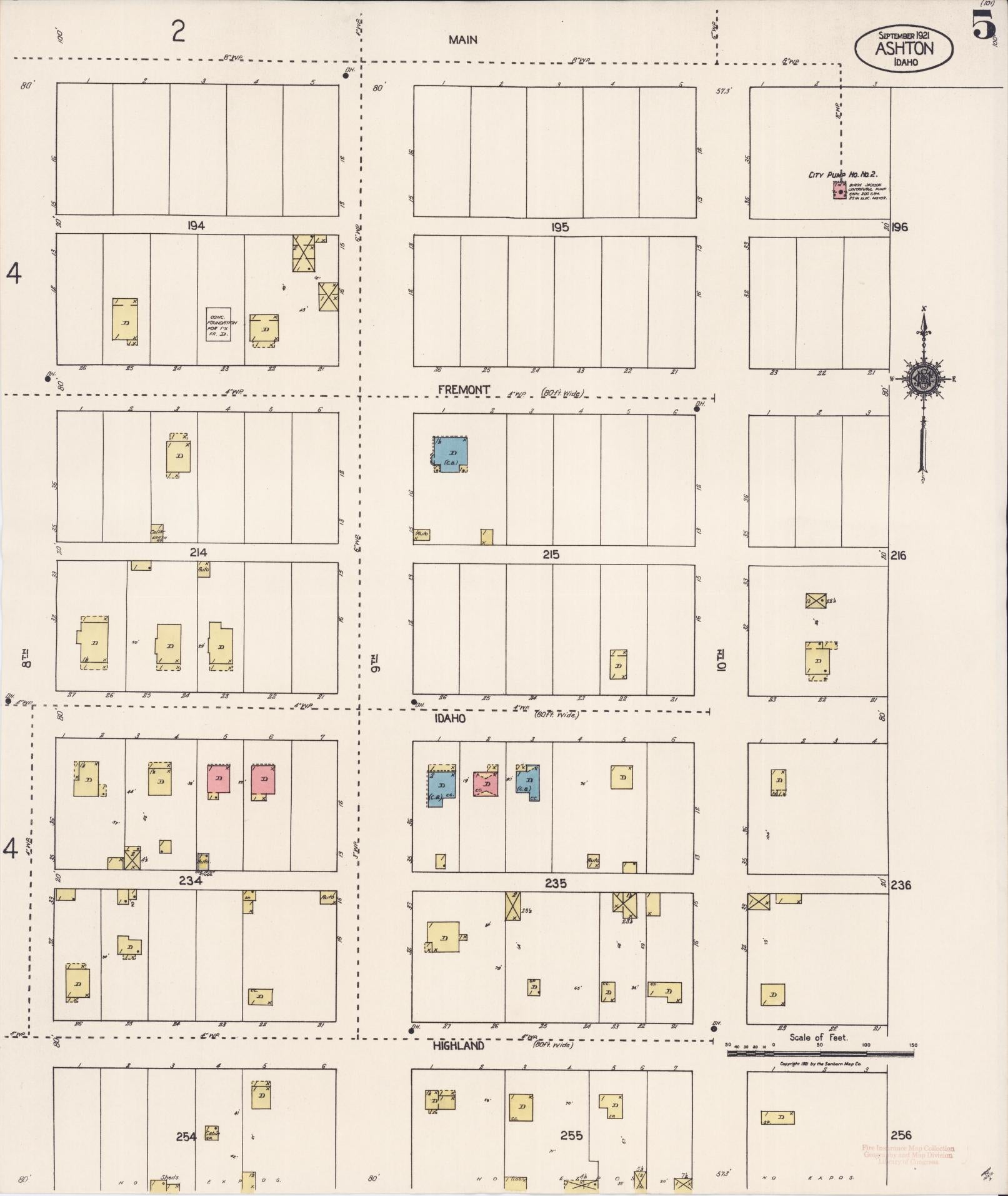 Sanborn Fire Insurance Map from Ashton, Fremont County, Idaho (1921), Sheet #0005 - Historic Sanborn Fire Insurance Map Print, vintage old map wall art, antique decor, genealogy gift, Idaho Idaho map