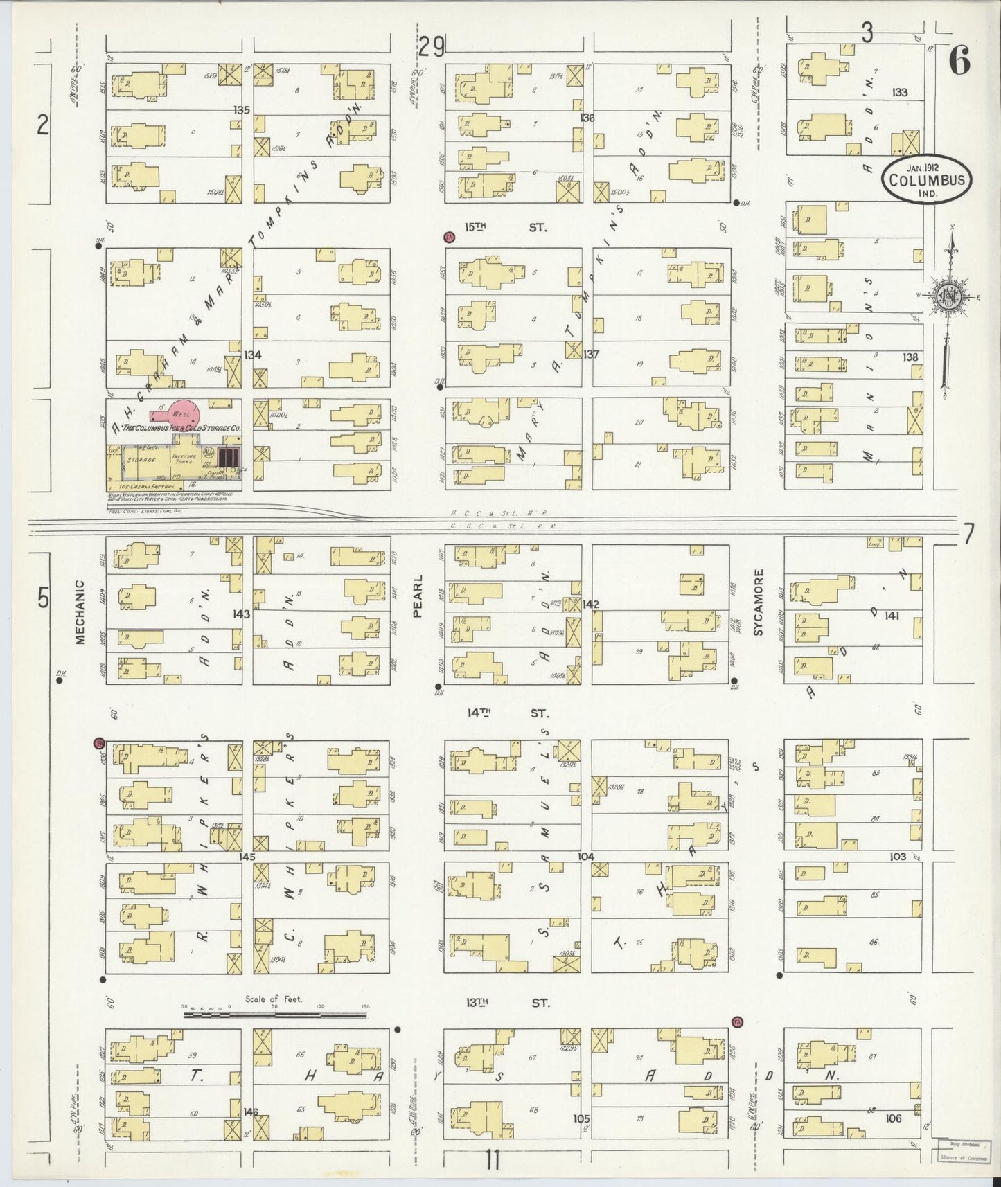 Sanborn Fire Insurance Map from Columbus, Bartholomew County, Indiana (1912), Sheet #0006 - Complete Map Set gallery image, historic Sanborn map, vintage wall art, Indiana Indiana