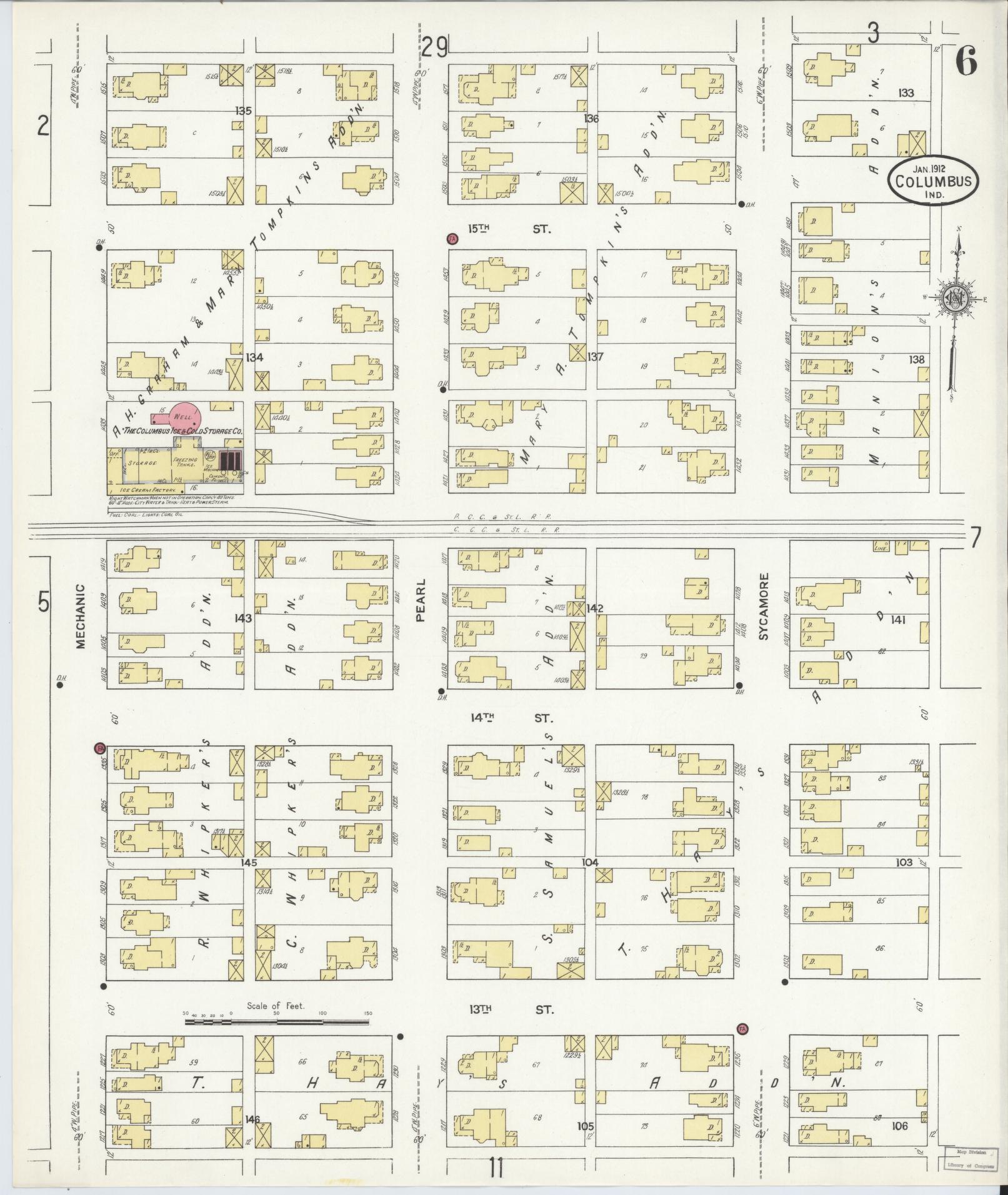 Sanborn Fire Insurance Map from Columbus, Bartholomew County, Indiana (1912), Sheet #0006 - Complete Map Set gallery image, historic Sanborn map, vintage wall art, Indiana Indiana