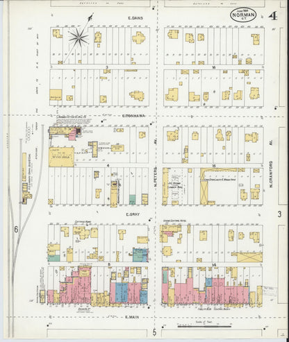Sanborn Fire Insurance Map from Norman, Cleveland County, Oklahoma (1904), Sheet #0004 - Complete Map Set gallery image, historic Sanborn map, vintage wall art, Oklahoma Oklahoma