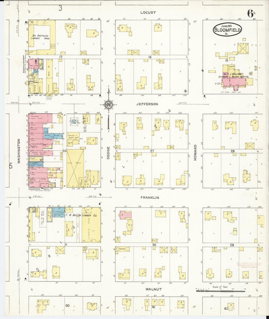 Sanborn Fire Insurance Map from Bloomfield, Davis County, Iowa (1913), Sheet #0006 - Historic Sanborn Fire Insurance Map Print, vintage old map wall art