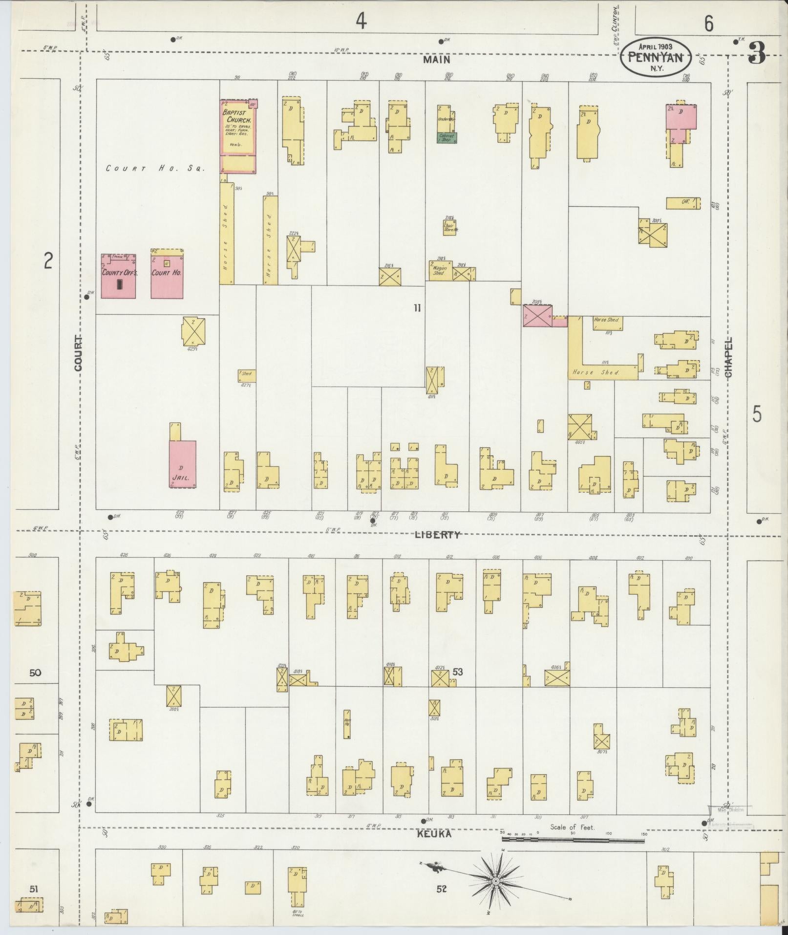 Sanborn Fire Insurance Map from Penn Yan, Yates County, New York (1903), Sheet #0003 - Complete Map Set gallery image, historic Sanborn map, vintage wall art, New York New York