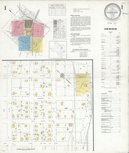 Sanborn Fire Insurance Map from Hubbard, Hill County, Texas (1935), Sheet #0001 - Complete Map Set gallery image, historic Sanborn map, vintage wall art, Texas Texas