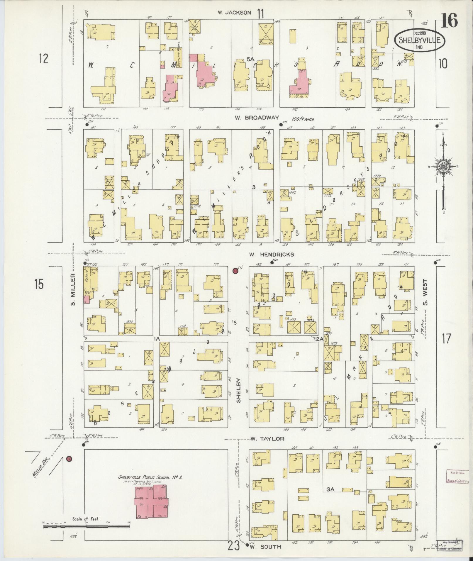 Sanborn Fire Insurance Map from Shelbyville, Shelby County, Indiana (1910), Sheet #0016 - Complete Map Set gallery image, historic Sanborn map, vintage wall art, Indiana Indiana
