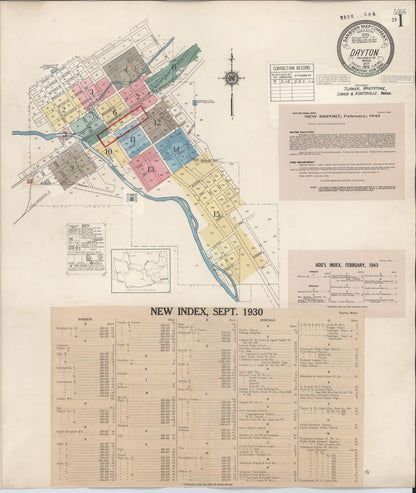 Sanborn Fire Insurance Map from Dayton, Columbia County, Washington (1943), Sheet #0001 - Complete Map Set gallery image, historic Sanborn map, vintage wall art, Washington Washington