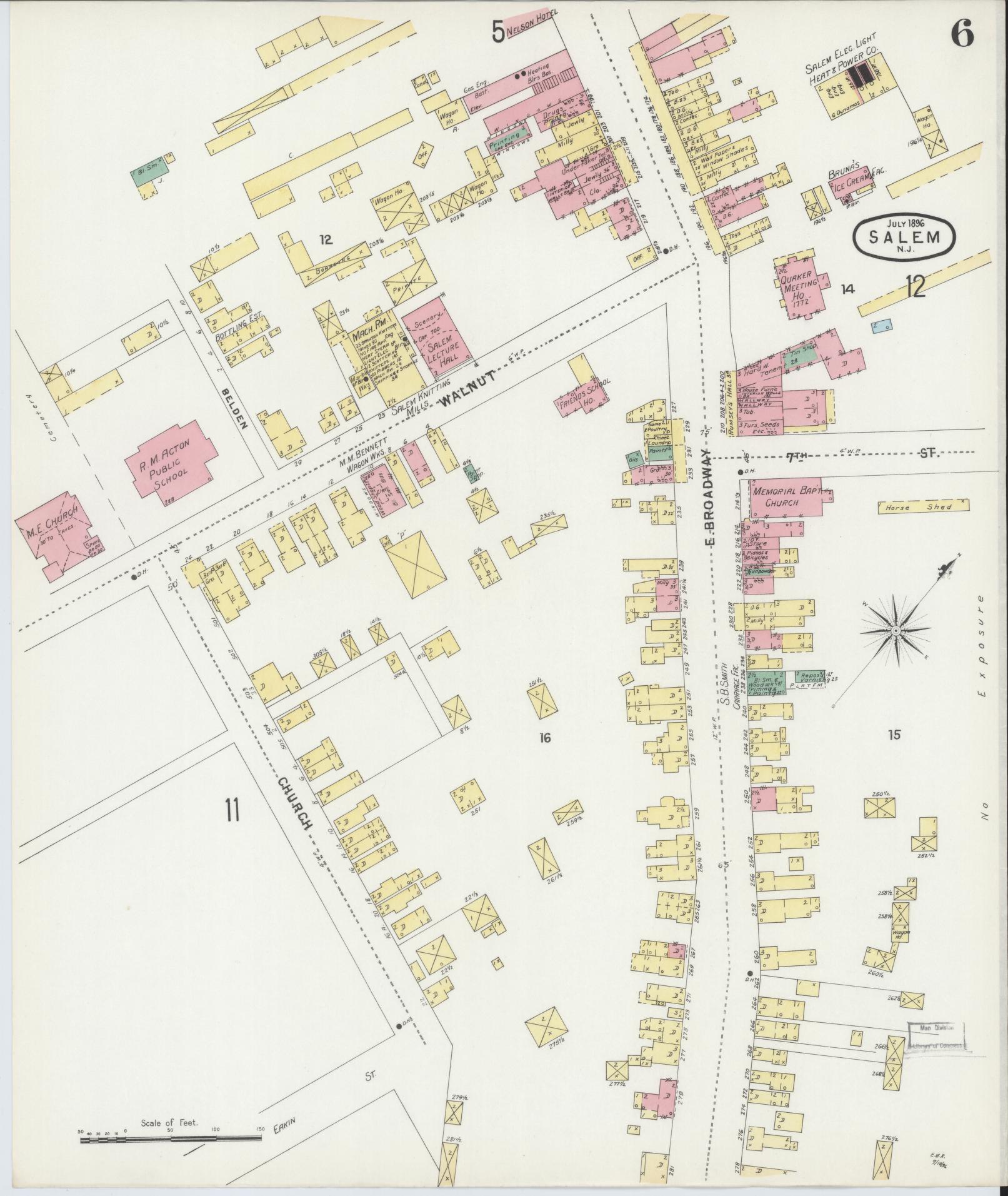 Sanborn Fire Insurance Map from Salem, Salem County, New Jersey (1896), Sheet #0006 - Complete Map Set gallery image, historic Sanborn map, vintage wall art, New Jersey New Jersey