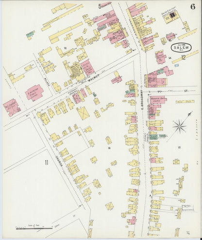 Sanborn Fire Insurance Map from Salem, Salem County, New Jersey (1896), Sheet #0006 - Complete Map Set gallery image, historic Sanborn map, vintage wall art, New Jersey New Jersey
