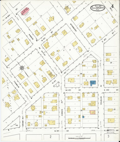 Sanborn Fire Insurance Map from Ellsworth, Ellsworth County, Kansas (1920), Sheet #0004 - Complete Map Set gallery image, historic Sanborn map, vintage wall art, Kansas Kansas