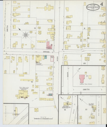 Sanborn Fire Insurance Map from Hicksville, Defiance County, Ohio (1893), Sheet #0004 - Complete Map Set gallery image, historic Sanborn map, vintage wall art, Ohio Ohio