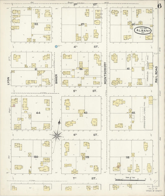 Sanborn Fire Insurance Map from Albany, Linn County, Oregon (1890), Sheet #0006 - Historic Sanborn Fire Insurance Map Print, vintage old map wall art, antique decor, genealogy gift, Oregon Oregon map