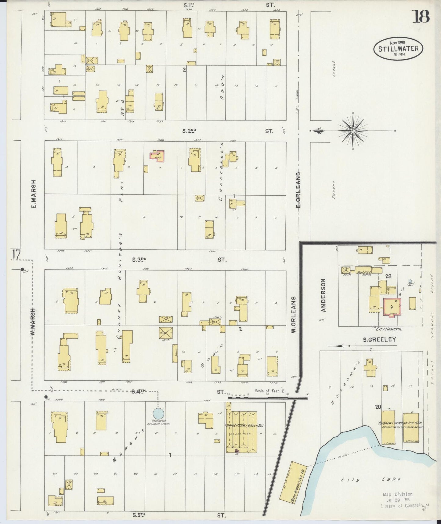 Sanborn Fire Insurance Map from Stillwater, Washington County, Minnesota (1898), Sheet #0018 - Historic Sanborn Fire Insurance Map Print, vintage old map wall art, antique decor, genealogy gift, Minnesota Minnesota map