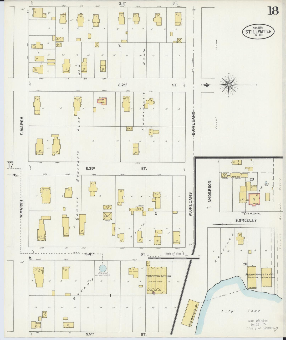 Sanborn Fire Insurance Map from Stillwater, Washington County, Minnesota (1898), Sheet #0018 - Historic Sanborn Fire Insurance Map Print, vintage old map wall art, antique decor, genealogy gift, Minnesota Minnesota map
