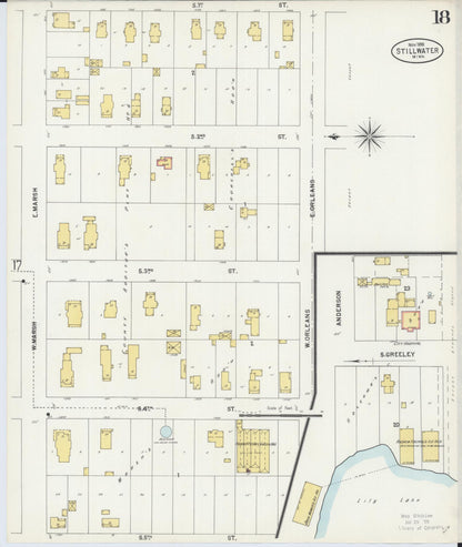 Sanborn Fire Insurance Map from Stillwater, Washington County, Minnesota (1898), Sheet #0018 - Historic Sanborn Fire Insurance Map Print, vintage old map wall art, antique decor, genealogy gift, Minnesota Minnesota map