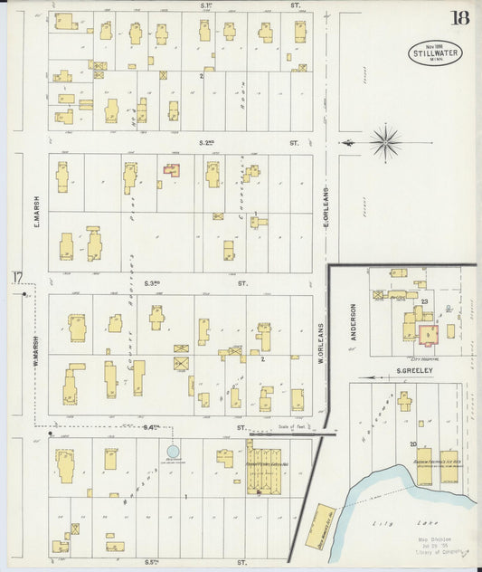 Sanborn Fire Insurance Map from Stillwater, Washington County, Minnesota (1898), Sheet #0018 - Historic Sanborn Fire Insurance Map Print, vintage old map wall art, antique decor, genealogy gift, Minnesota Minnesota map