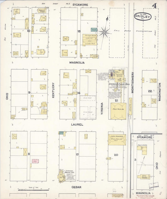 Sanborn Fire Insurance Map from Gridley, Butte County, California (1890), Sheet #0004 - Historic Sanborn Fire Insurance Map Print, vintage old map wall art, antique decor, genealogy gift, California California map