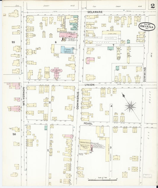 Sanborn Fire Insurance Map from Smyrna, Kent County, Delaware (1891), Sheet #0002 - Historic Sanborn Fire Insurance Map Print, vintage old map wall art, antique decor, genealogy gift, Delaware Delaware map