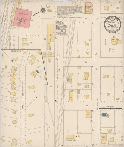 Sanborn Fire Insurance Map from Zillah, Yakima County, Washington (1917), Sheet #0001 - Complete Map Set gallery image, historic Sanborn map, vintage wall art, Washington Washington