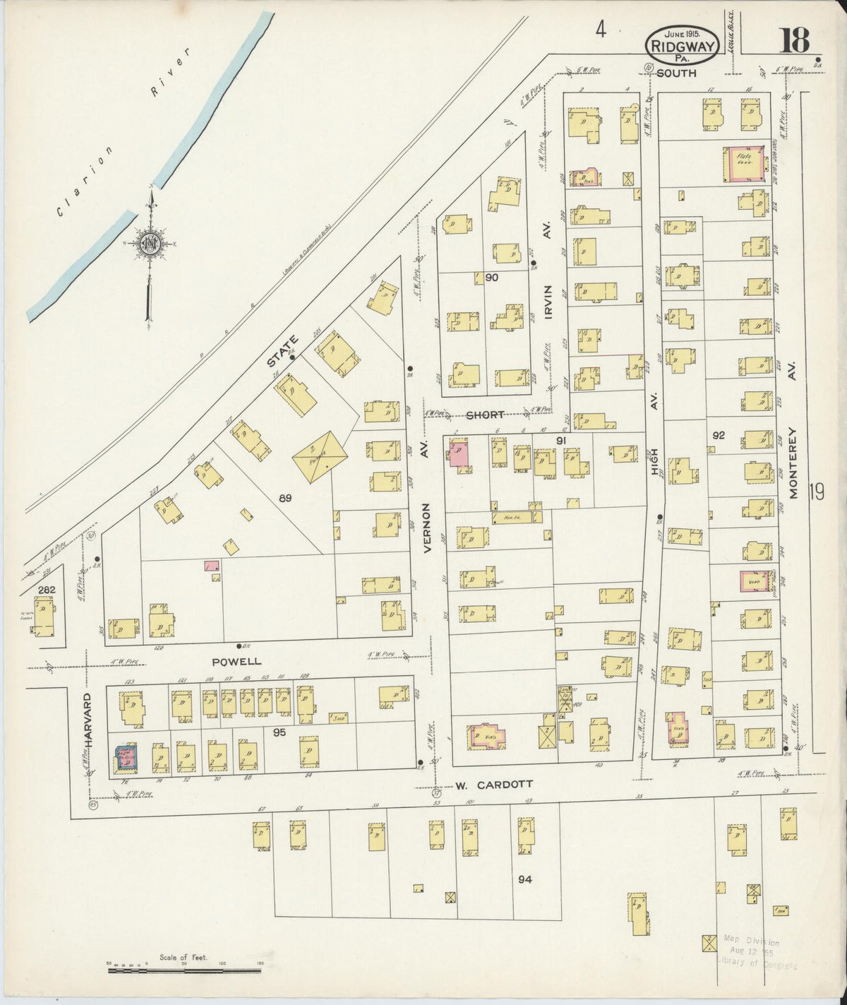 Sanborn Fire Insurance Map from Ridgway, Elk County, Pennsylvania (1915), Sheet #0018 - Historic Sanborn Fire Insurance Map Print, vintage old map wall art, antique decor, genealogy gift, Pennsylvania Pennsylvania map