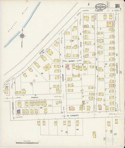 Sanborn Fire Insurance Map from Ridgway, Elk County, Pennsylvania (1915), Sheet #0018 - Historic Sanborn Fire Insurance Map Print, vintage old map wall art, antique decor, genealogy gift, Pennsylvania Pennsylvania map