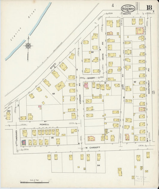 Sanborn Fire Insurance Map from Ridgway, Elk County, Pennsylvania (1915), Sheet #0018 - Historic Sanborn Fire Insurance Map Print, vintage old map wall art, antique decor, genealogy gift, Pennsylvania Pennsylvania map