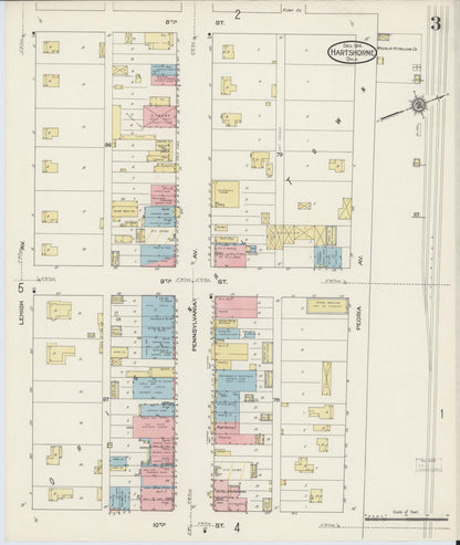 Sanborn Fire Insurance Map from Hartshorne, Pittsburg County, Oklahoma (1914), Sheet #0003 - Complete Map Set gallery image, historic Sanborn map, vintage wall art, Oklahoma Oklahoma