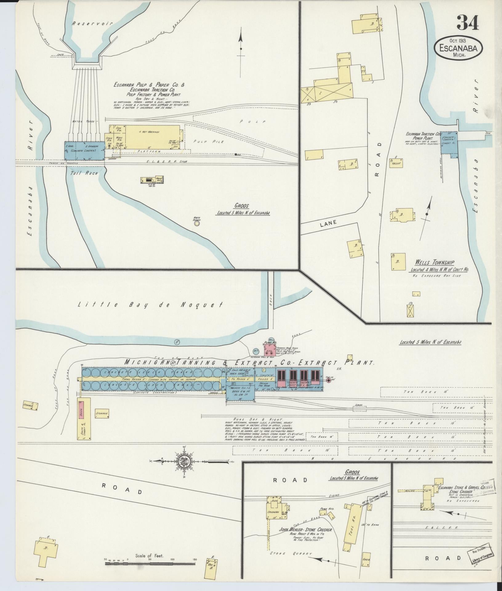 Sanborn Fire Insurance Map from Escanaba, Delta County, Michigan (1913), Sheet #0034 - Complete Map Set gallery image, historic Sanborn map, vintage wall art, Michigan Michigan