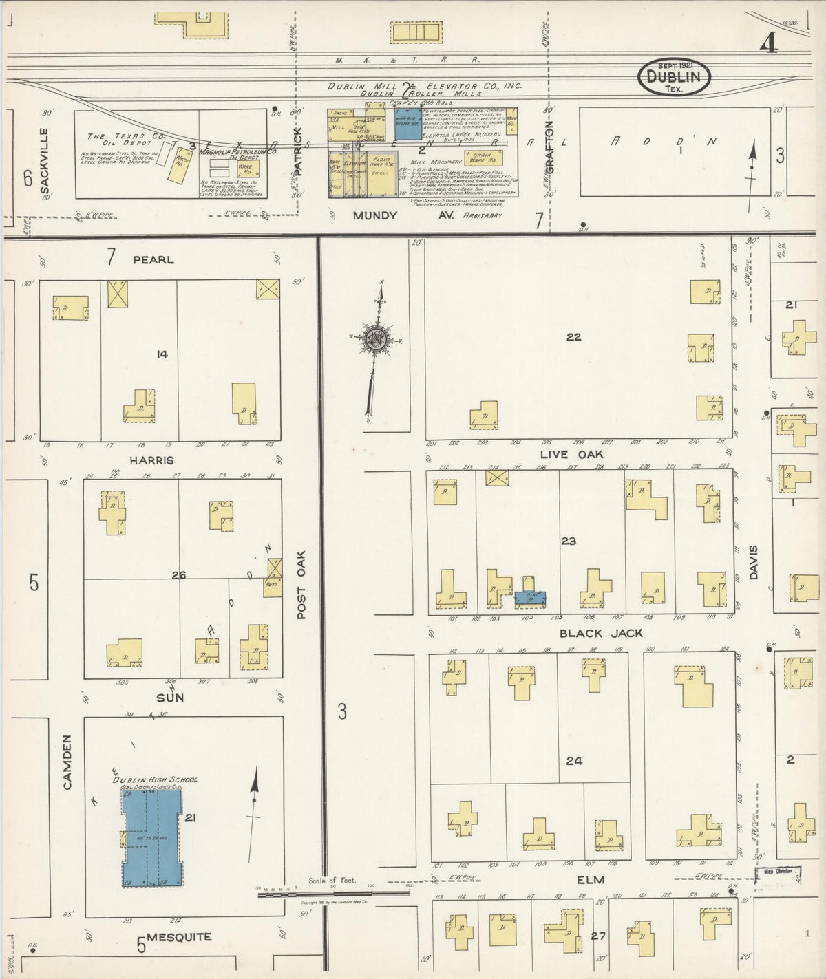Sanborn Fire Insurance Map from Dublin, Erath County, Texas (1921), Sheet #0004 - Historic Sanborn Fire Insurance Map Print, vintage old map wall art, antique decor, genealogy gift, Texas Texas map