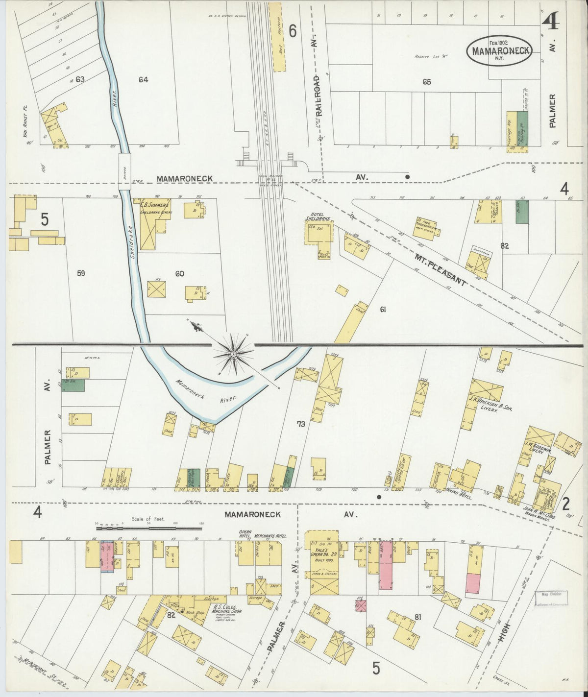 Sanborn Fire Insurance Map from Mamaroneck, Westchester County, New York (1902), Sheet #0004 - Complete Map Set gallery image, historic Sanborn map, vintage wall art, New York New York