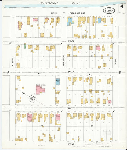 Sanborn Fire Insurance Map from Sabula, Jackson County, Iowa (1899), Sheet #0004 - Historic Sanborn Fire Insurance Map Print, vintage old map wall art