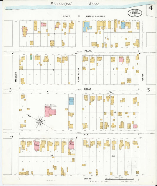 Sanborn Fire Insurance Map from Sabula, Jackson County, Iowa (1899), Sheet #0004 - Historic Sanborn Fire Insurance Map Print, vintage old map wall art
