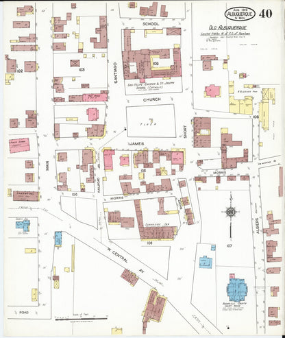 Sanborn Fire Insurance Map from Albuquerque, Bernalillo County, New Mexico (1919), Sheet #0040 - Complete Map Set gallery image, historic Sanborn map, vintage wall art, New Mexico New Mexico
