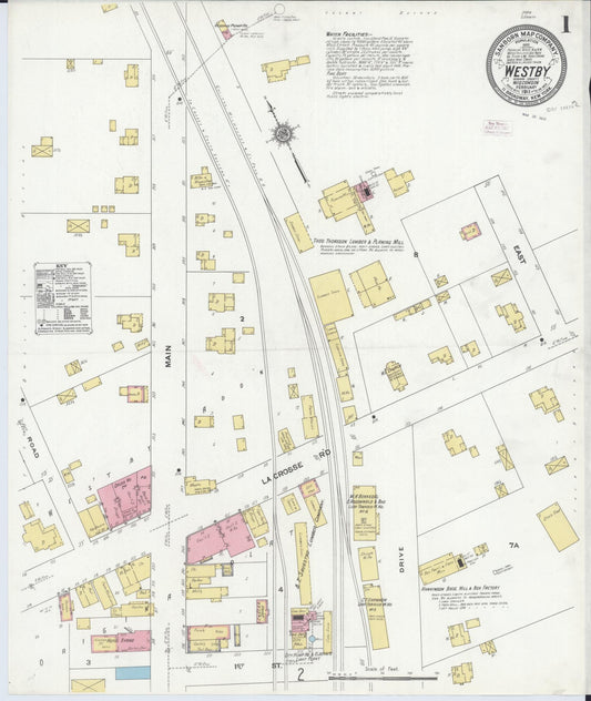 Sanborn Fire Insurance Map from Westby, Vernon County, Wisconsin (1911), Sheet #0001 - Historic Sanborn Fire Insurance Map Print, vintage old map wall art, antique decor, genealogy gift, Wisconsin Wisconsin map
