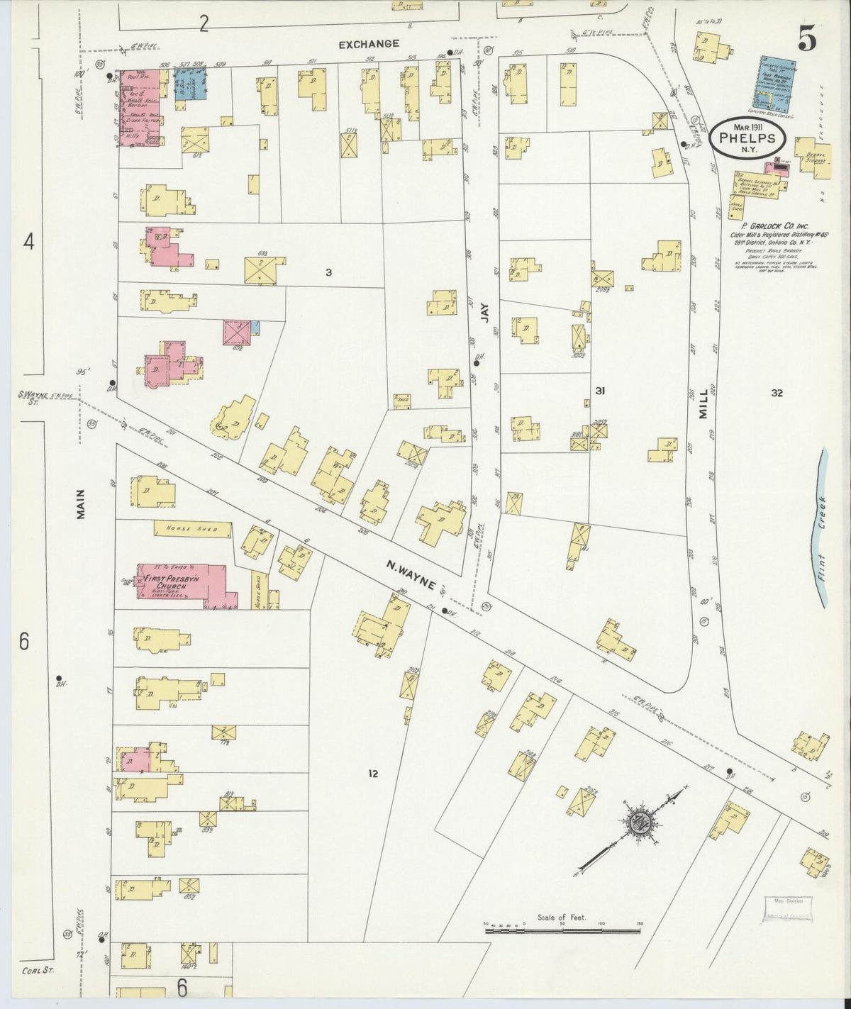 Sanborn Fire Insurance Map from Phelps, Ontario County, New York (1911), Sheet #0005 - Complete Map Set gallery image, historic Sanborn map, vintage wall art, New York New York
