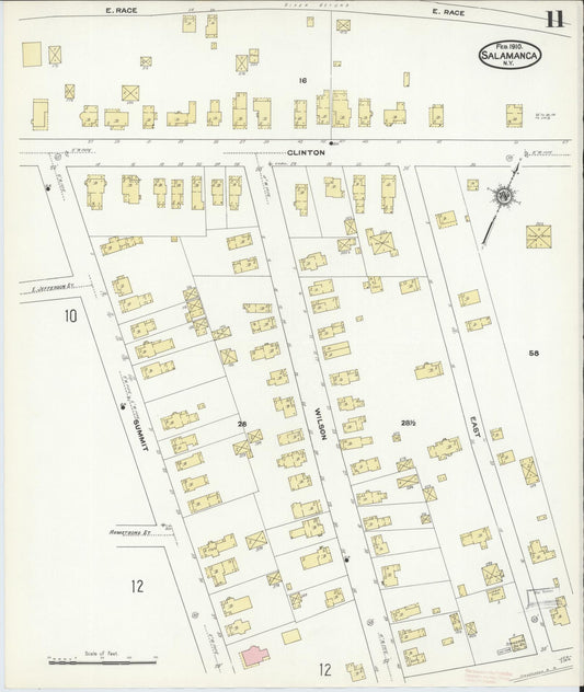 Sanborn Fire Insurance Map from Salamanca, Cattaraugus County, New York (1910), Sheet #0011 - Historic Sanborn Fire Insurance Map Print, vintage old map wall art, antique decor, genealogy gift, New York New York map
