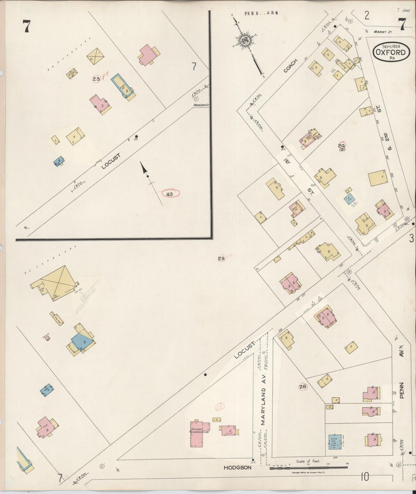 Sanborn Fire Insurance Map from Oxford, Chester County, Pennsylvania (1940), Sheet #0007 - Complete Map Set gallery image, historic Sanborn map, vintage wall art, Pennsylvania Pennsylvania