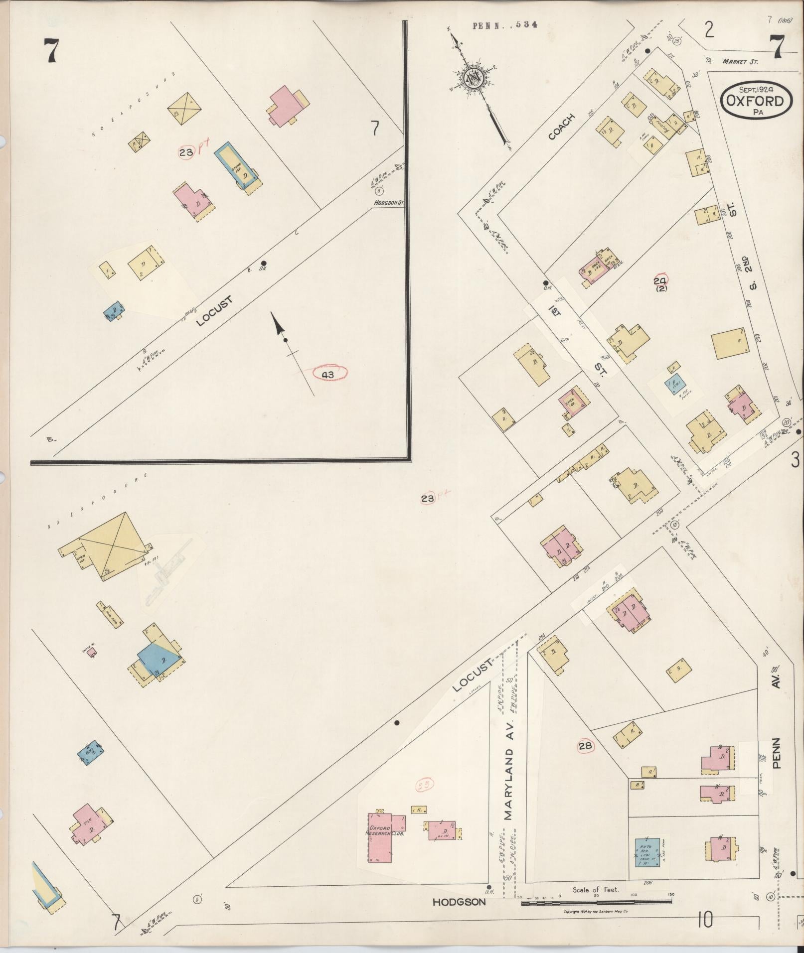 Sanborn Fire Insurance Map from Oxford, Chester County, Pennsylvania (1940), Sheet #0007 - Complete Map Set gallery image, historic Sanborn map, vintage wall art, Pennsylvania Pennsylvania