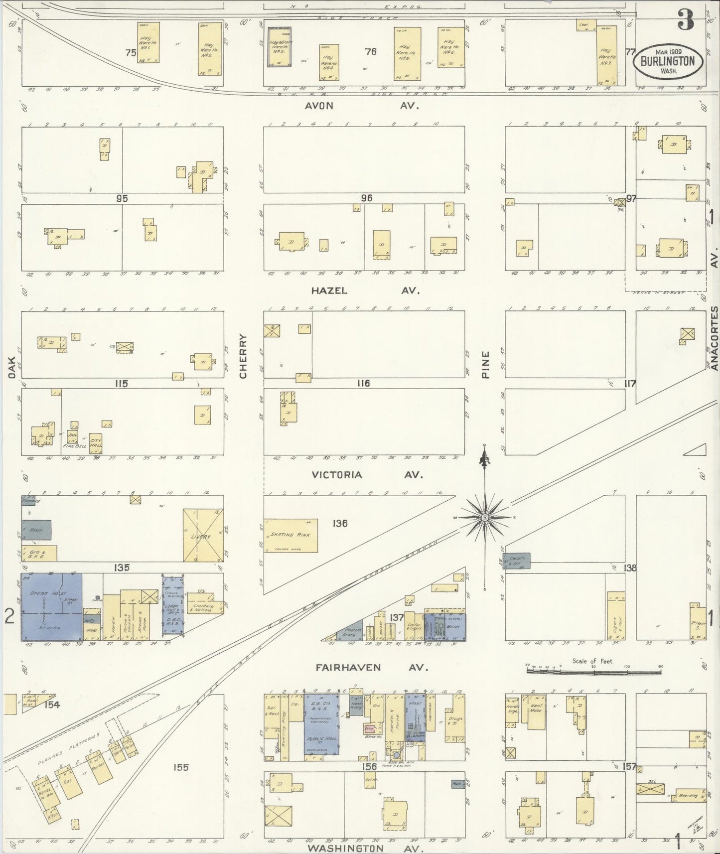Sanborn Fire Insurance Map from Burlington, Skagit County, Washington (1909), Sheet #0003 - Complete Map Set gallery image, historic Sanborn map, vintage wall art, Washington Washington