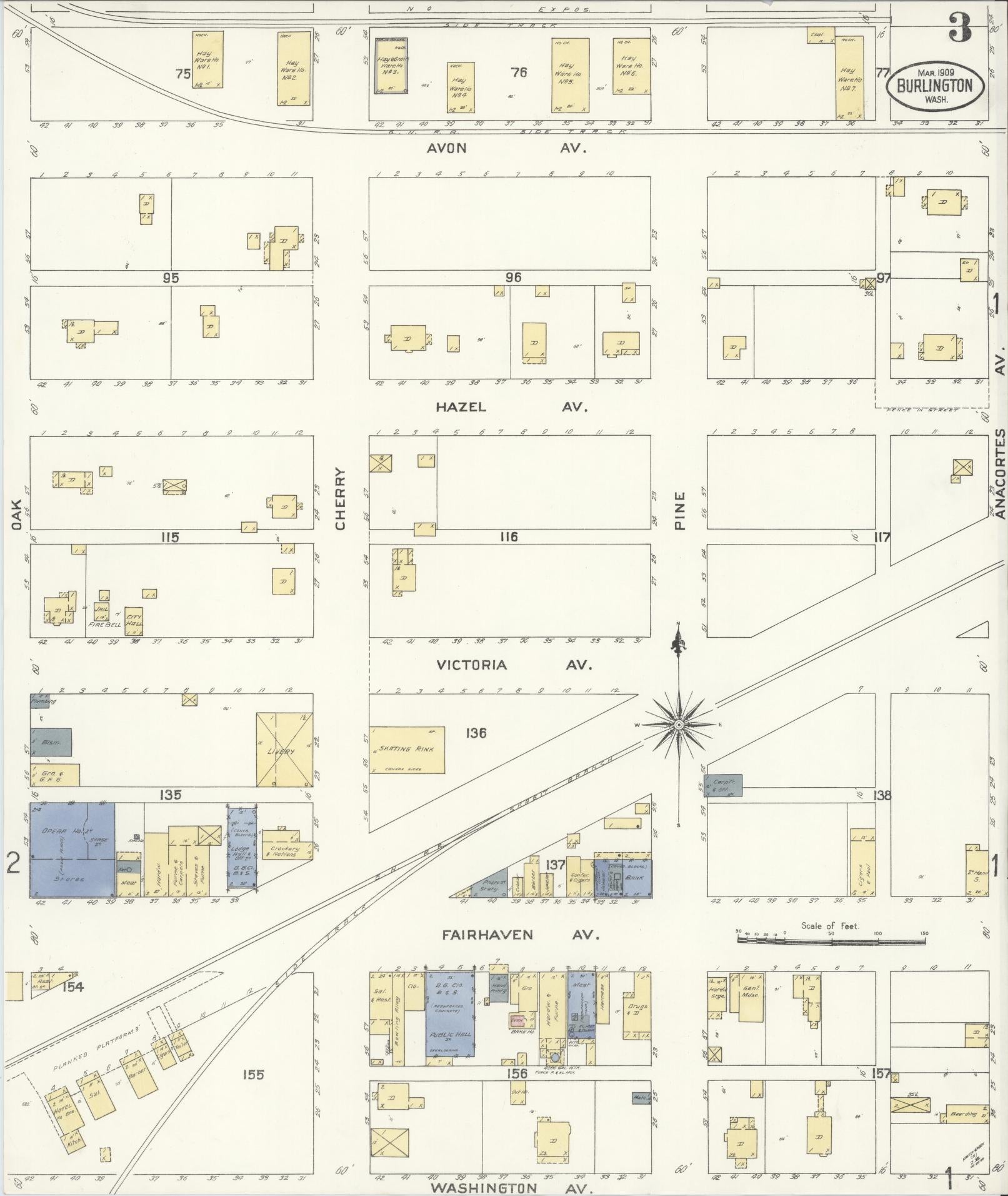 Sanborn Fire Insurance Map from Burlington, Skagit County, Washington (1909), Sheet #0003 - Complete Map Set gallery image, historic Sanborn map, vintage wall art, Washington Washington