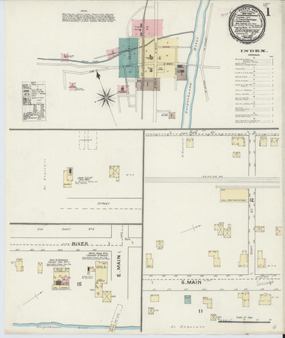 Sanborn Fire Insurance Map from Bainbridge, Chenango County, New York (1891), Sheet #0001 - Complete Map Set gallery image, historic Sanborn map, vintage wall art, New York New York