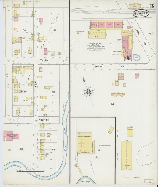 Sanborn Fire Insurance Map from Hobart, Lake County, Indiana (1895), Sheet #0003 - Historic Sanborn Fire Insurance Map Print, vintage old map wall art, antique decor, genealogy gift, Indiana Indiana map