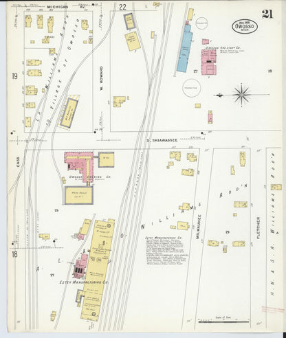 Sanborn Fire Insurance Map from Owosso, Shiawassee County, Michigan (1908), Sheet #0021 - Complete Map Set gallery image, historic Sanborn map, vintage wall art, Michigan Michigan
