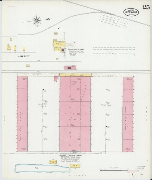 Sanborn Fire Insurance Map from Greenville, Washington County, Mississippi (1905), Sheet #0025 - Historic Sanborn Fire Insurance Map Print, vintage old map wall art, antique decor, genealogy gift, Mississippi Mississippi map
