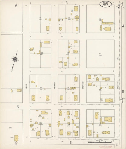 Sanborn Fire Insurance Map from Napa, Napa County, California (1910), Sheet #0007 - Complete Map Set gallery image, historic Sanborn map, vintage wall art, California California