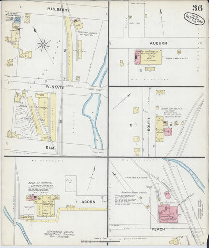 Sanborn Fire Insurance Map from Rockford, Winnebago County, Illinois (1891), Sheet #0036 - Complete Map Set gallery image, historic Sanborn map, vintage wall art, Illinois Illinois