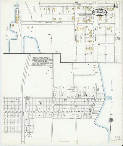Sanborn Fire Insurance Map from West Palm Beach, Dade County, Florida (1920), Sheet #0014 - Complete Map Set gallery image, historic Sanborn map, vintage wall art, Florida Florida