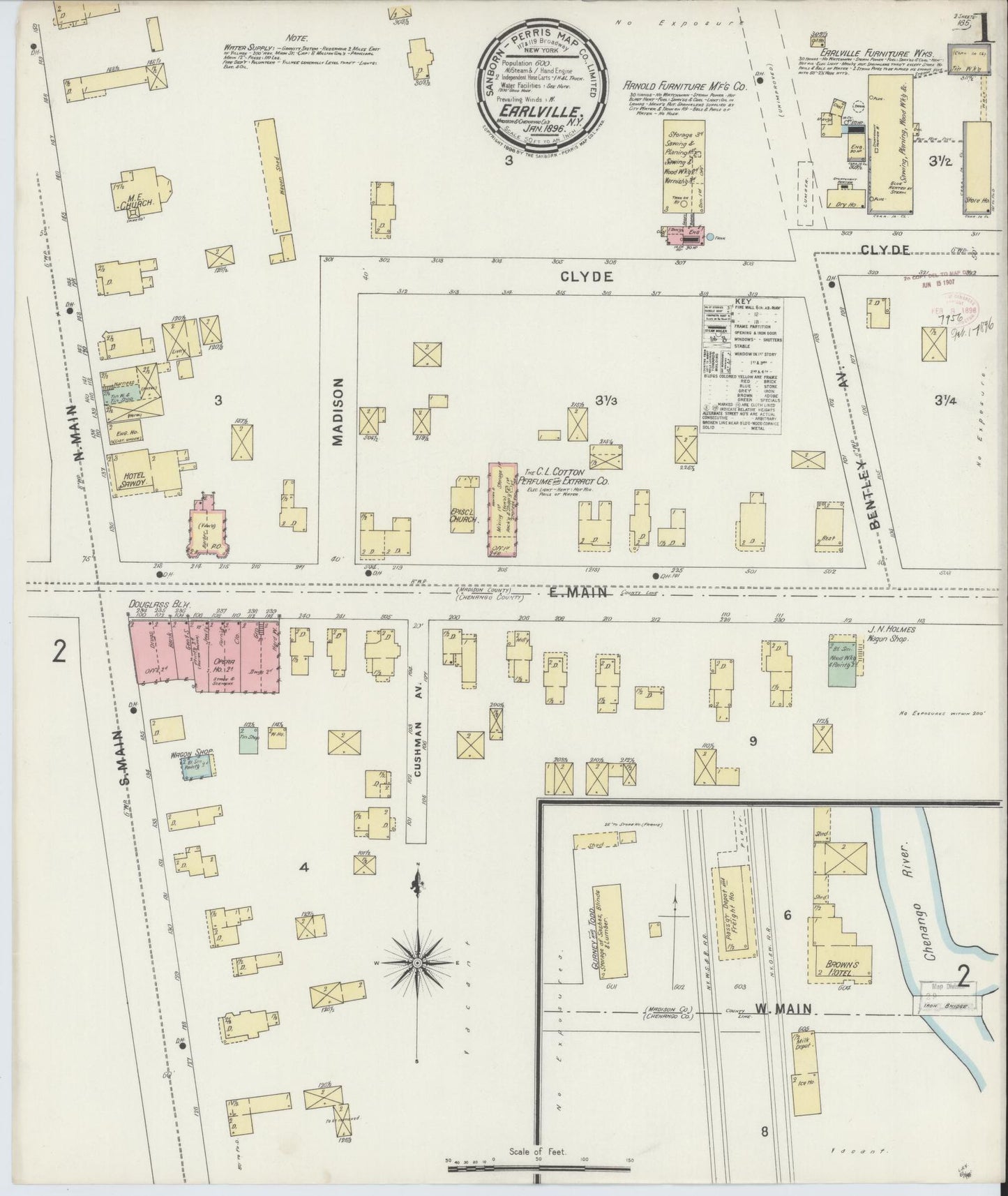 Sanborn Fire Insurance Map from Earlville, Madison And Chenango Counties, New York. (1896) – Historic Sanborn Fire Insurance Map Print