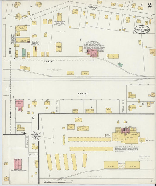 Sanborn Fire Insurance Map from Greenfield, Weakley County, Tennessee (1899), Sheet #0002 - Historic Sanborn Fire Insurance Map Print, vintage old map wall art, antique decor, genealogy gift, Tennessee Tennessee map