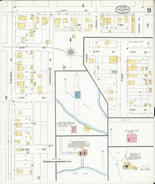 Sanborn Fire Insurance Map from Galena, Cherokee County, Kansas (1905), Sheet #0009 - Historic Sanborn Fire Insurance Map Print, vintage old map wall art, antique decor, genealogy gift, Kansas Kansas map