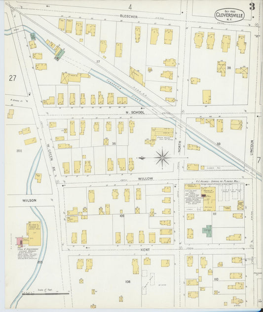 Sanborn Fire Insurance Map from Gloversville, Fulton County, New York (1902), Sheet #0003 - Historic Sanborn Fire Insurance Map Print, vintage old map wall art, antique decor, genealogy gift, New York New York map